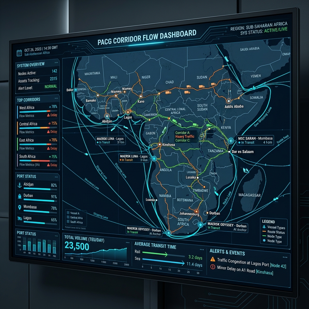 Logistics corridor flows layout