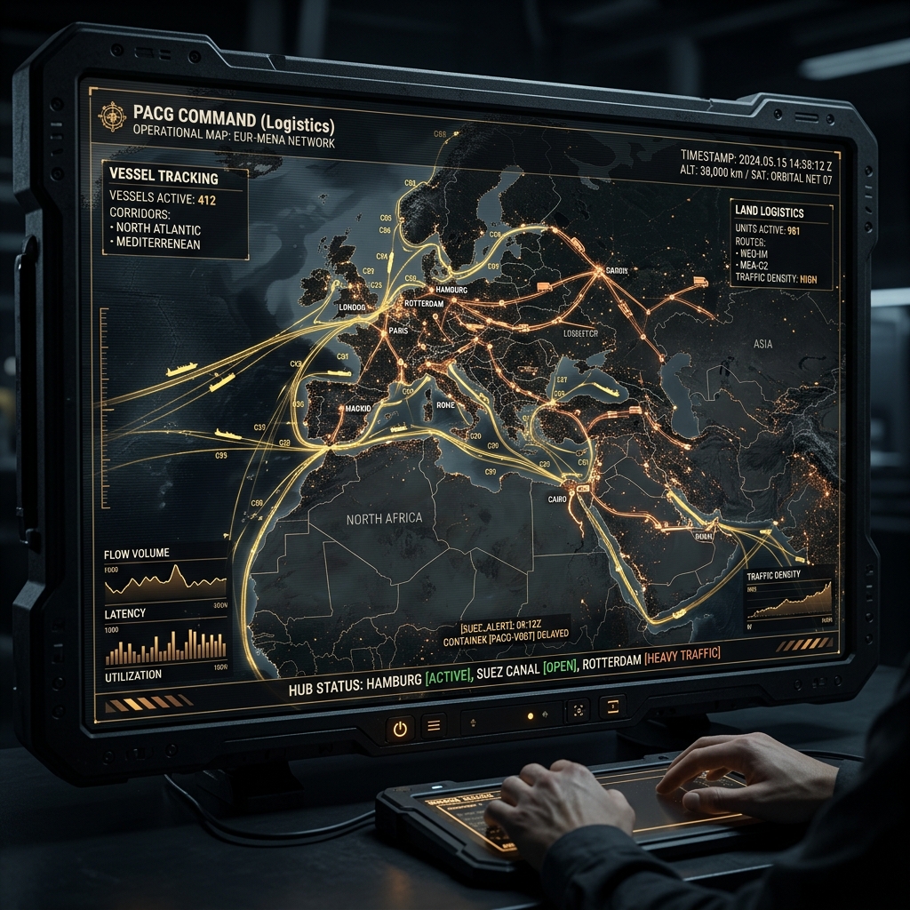 Operational satellite corridor map and vessel tracking