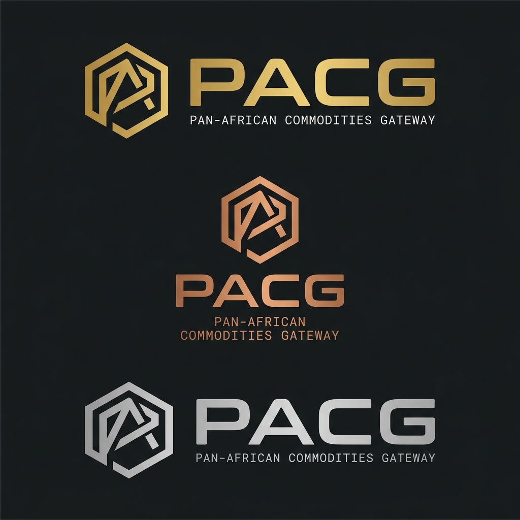 PACG wordmark variations — three lockup systems in gold, copper and platinum